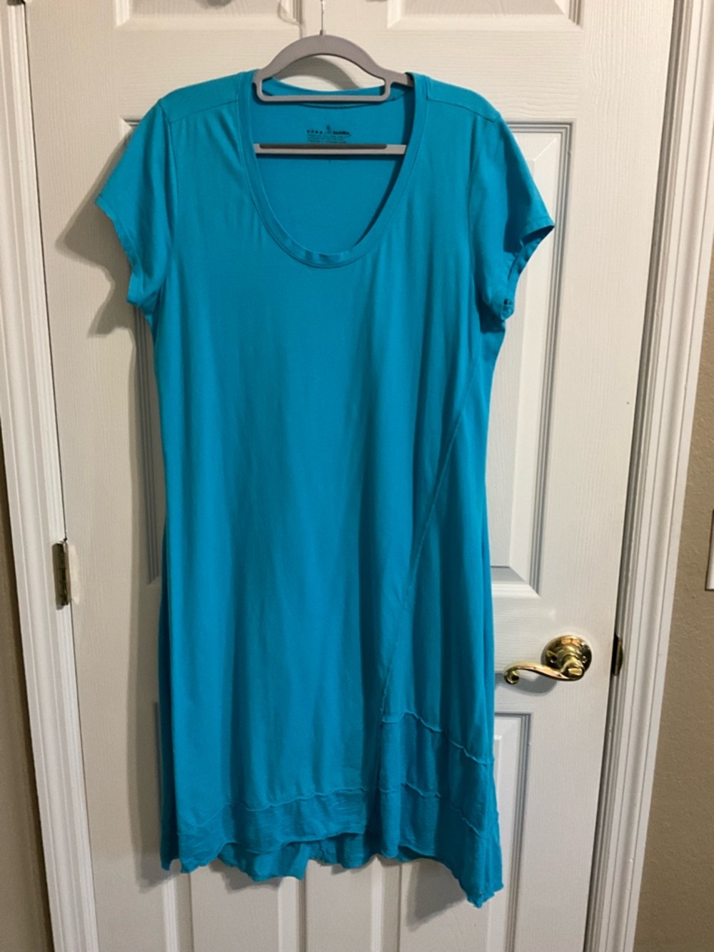 neon buddha Turquoise Short Sleeve Scoop Neck Dress